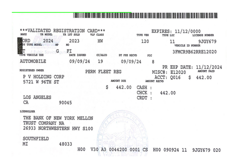 Registration (Proof of Registration)