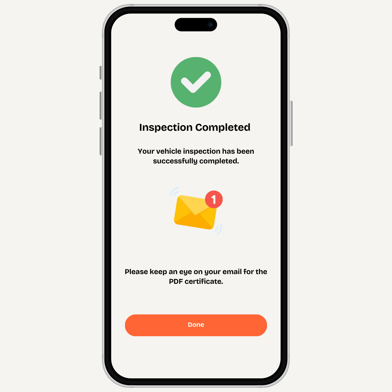 vehicle inspection completed