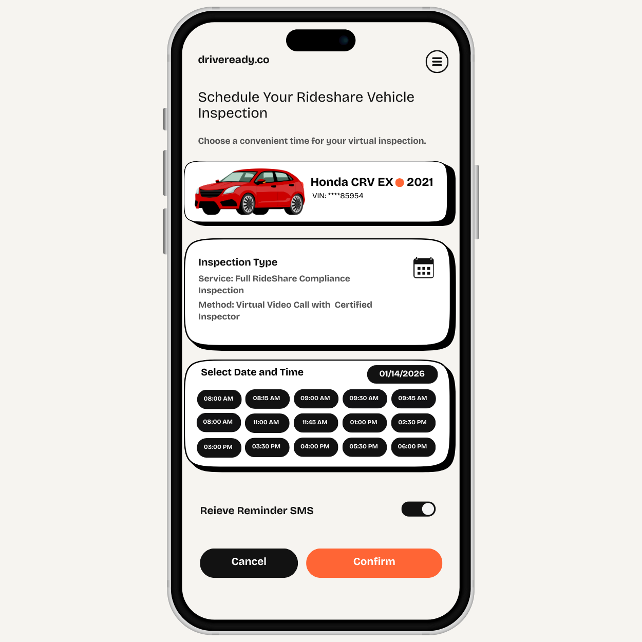 schedule a vehicle inspection